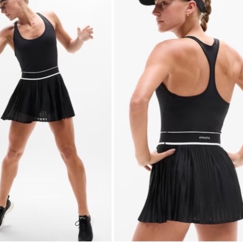 Athleta Power Serve Tank Dress Sporty Tennis Black